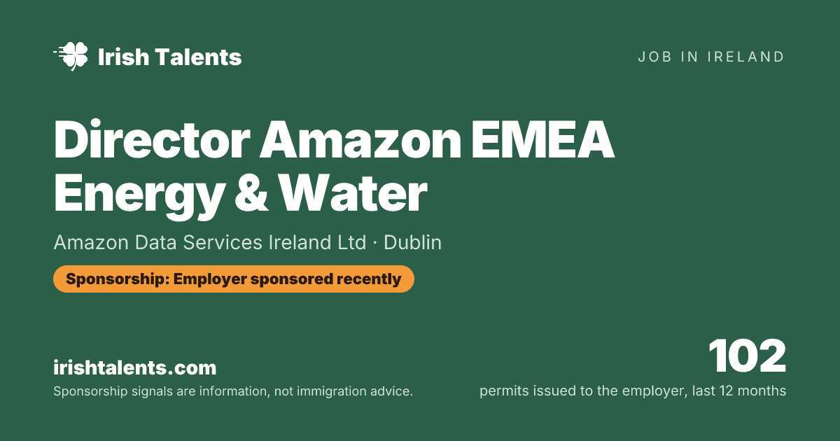 Director Amazon EMEA Energy & Water | Amazon Data Services Ireland Ltd ...