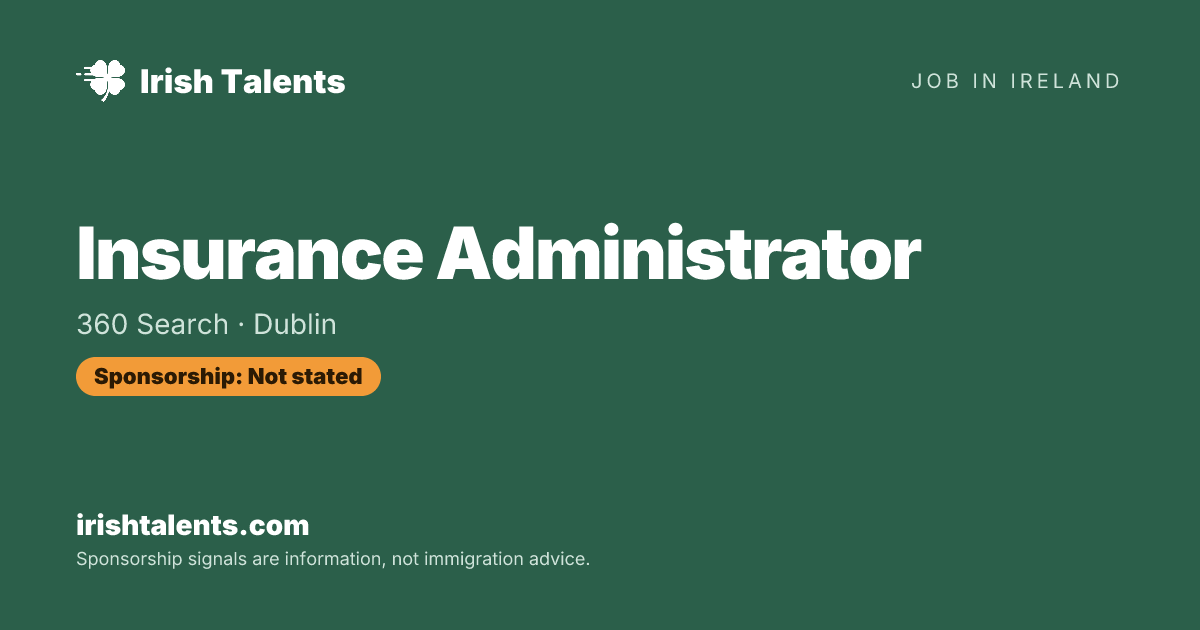 Insurance Administrator | 360 Search | IrishTalents