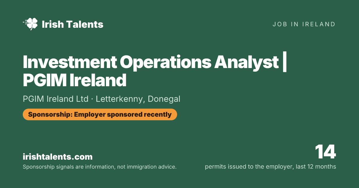 Investment Operations Analyst | PGIM Ireland | PGIM Ireland Ltd ...