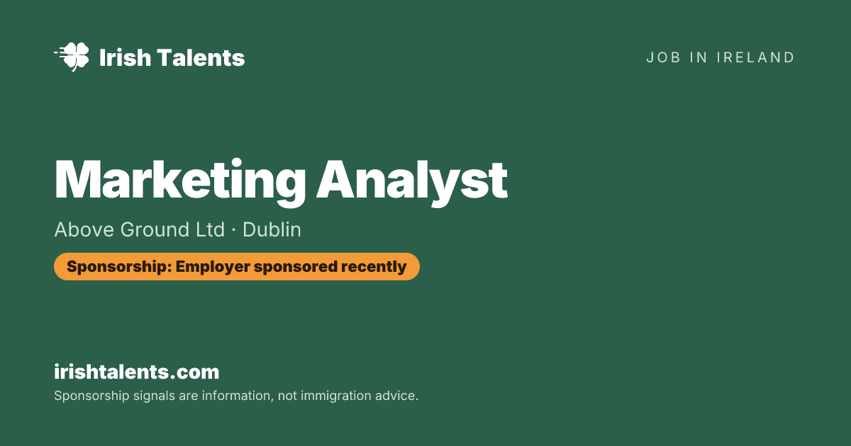 Marketing Analyst | Above Ground Ltd | IrishTalents