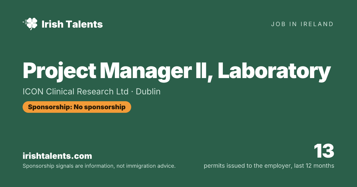 Project Manager II, Laboratory | ICON Clinical Research Ltd | IrishTalents