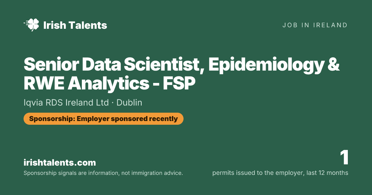 Senior Data Scientist, Epidemiology & RWE Analytics - FSP | Iqvia RDS ...