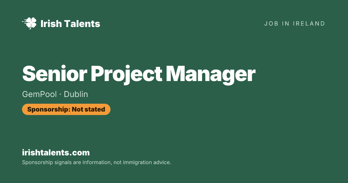 Senior Project Manager | GemPool | IrishTalents