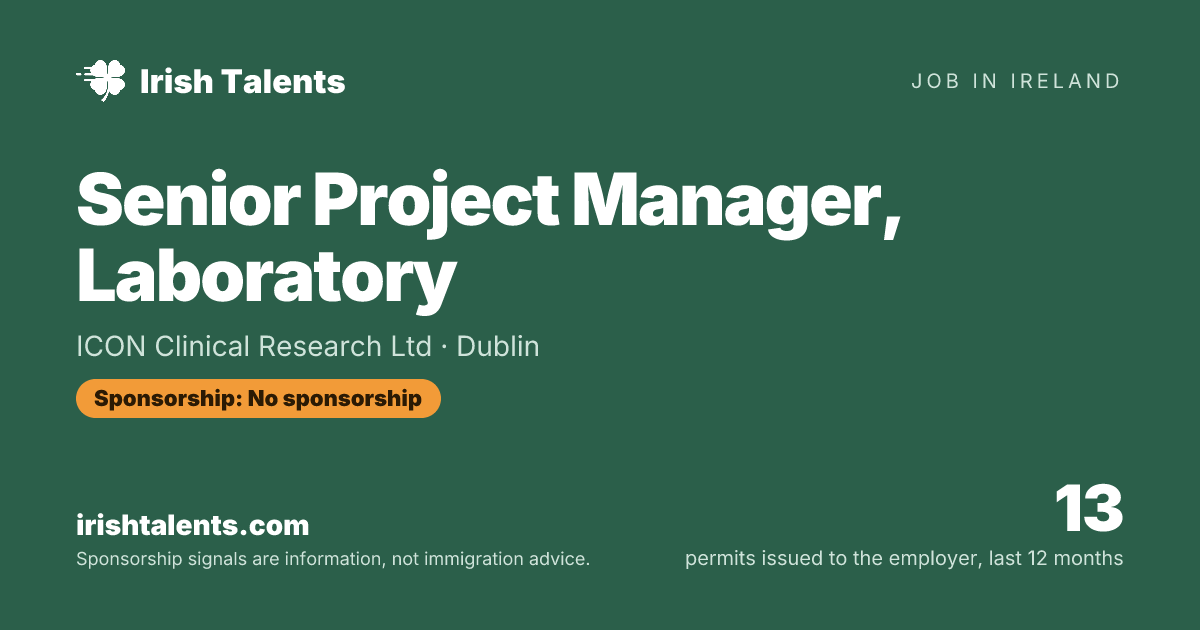 Senior Project Manager, Laboratory | ICON Clinical Research Ltd ...
