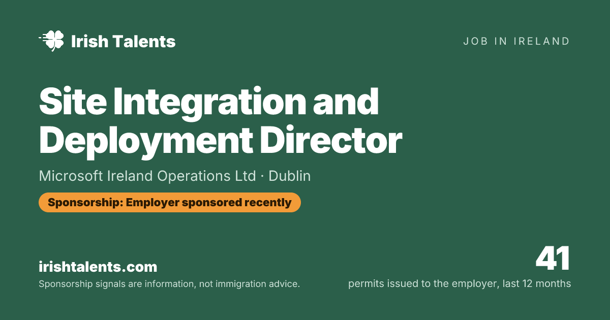 Site Integration and Deployment Director | Microsoft Ireland Operations ...
