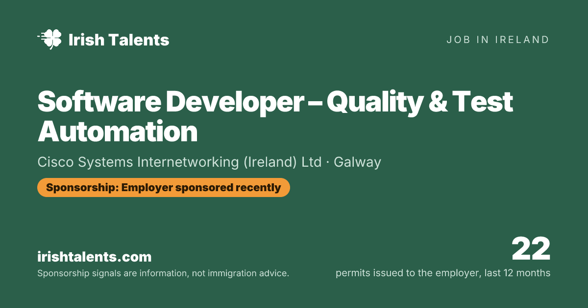 Software Developer – Quality & Test Automation | Cisco Systems ...